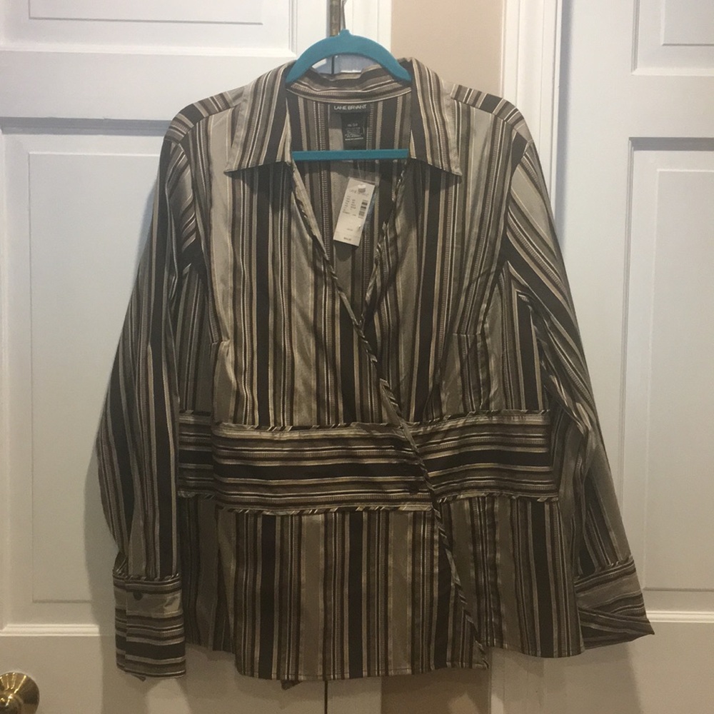 Wrap around long sleeve button blouse